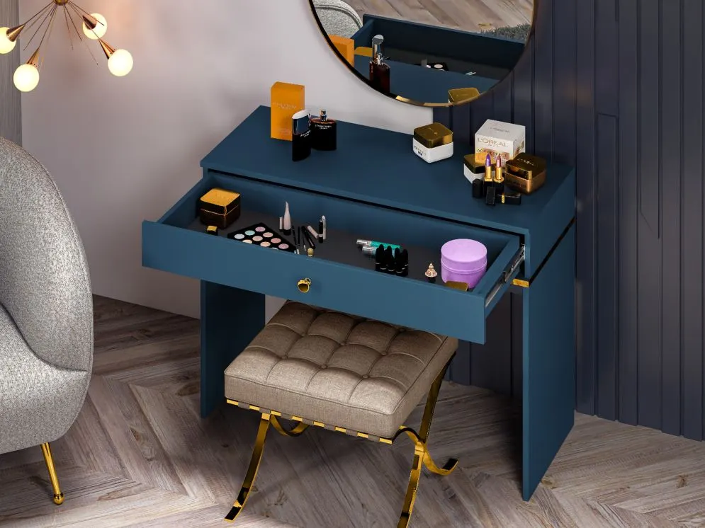Toaletka BLU granatowa na kosmetyki do sypialni I sklep meblowy MIRAT. styl GLAMOUR kolekcja BLU