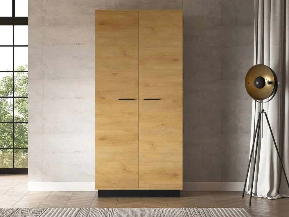 Szafa BRONX 2D 92cm dąb/czarna dwudrzwiowa I sklep meblowy MIRAT. styl SKANDYNAWSKI