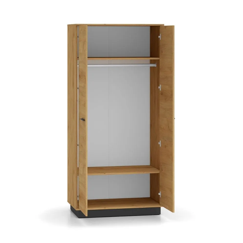 Szafa BRONX 2D 92cm dąb/czarna dwudrzwiowa I sklep meblowy MIRAT. styl SKANDYNAWSKI