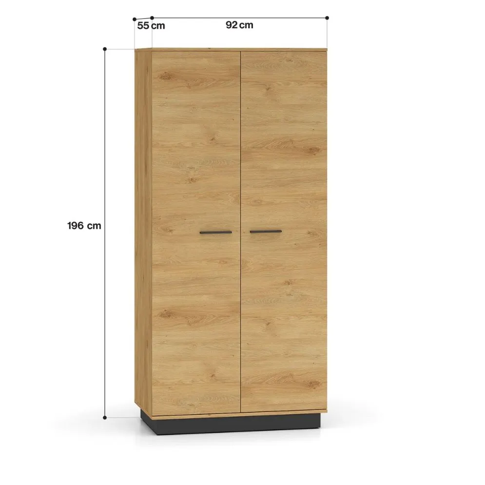 Szafa BRONX 2D 92cm dąb/czarna dwudrzwiowa I sklep meblowy MIRAT. styl SKANDYNAWSKI