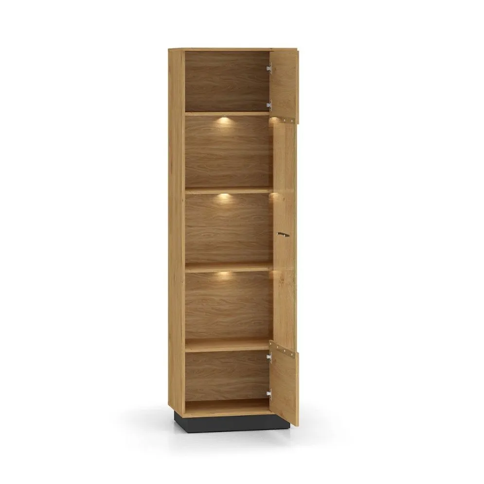 Witryna BRONX 1D 60cm dąb/czarna przeszklona I sklep meblowy MIRAT. styl SKANDYNAWSKI