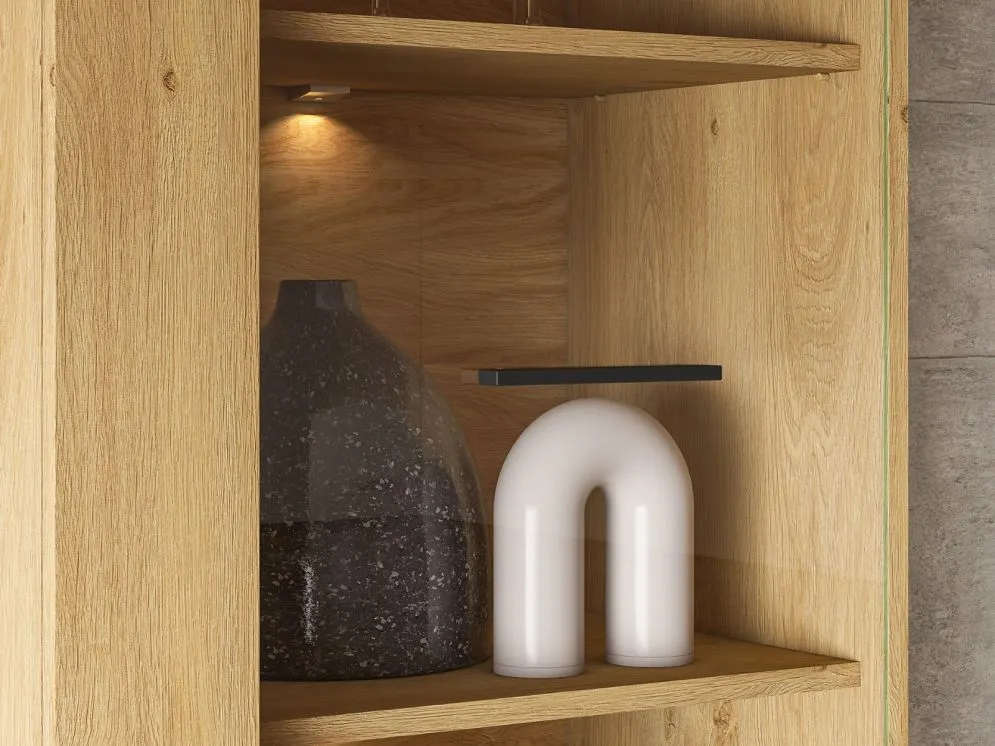 Witryna BRONX 1D 60cm dąb/czarna przeszklona I sklep meblowy MIRAT. styl SKANDYNAWSKI