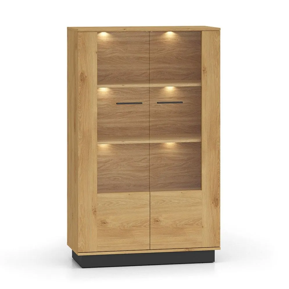 Witryna niska BRONX 2D 92cm dąb/czarna dwudrzwiowa I sklep meblowy MIRAT. styl SKANDYNAWSKI