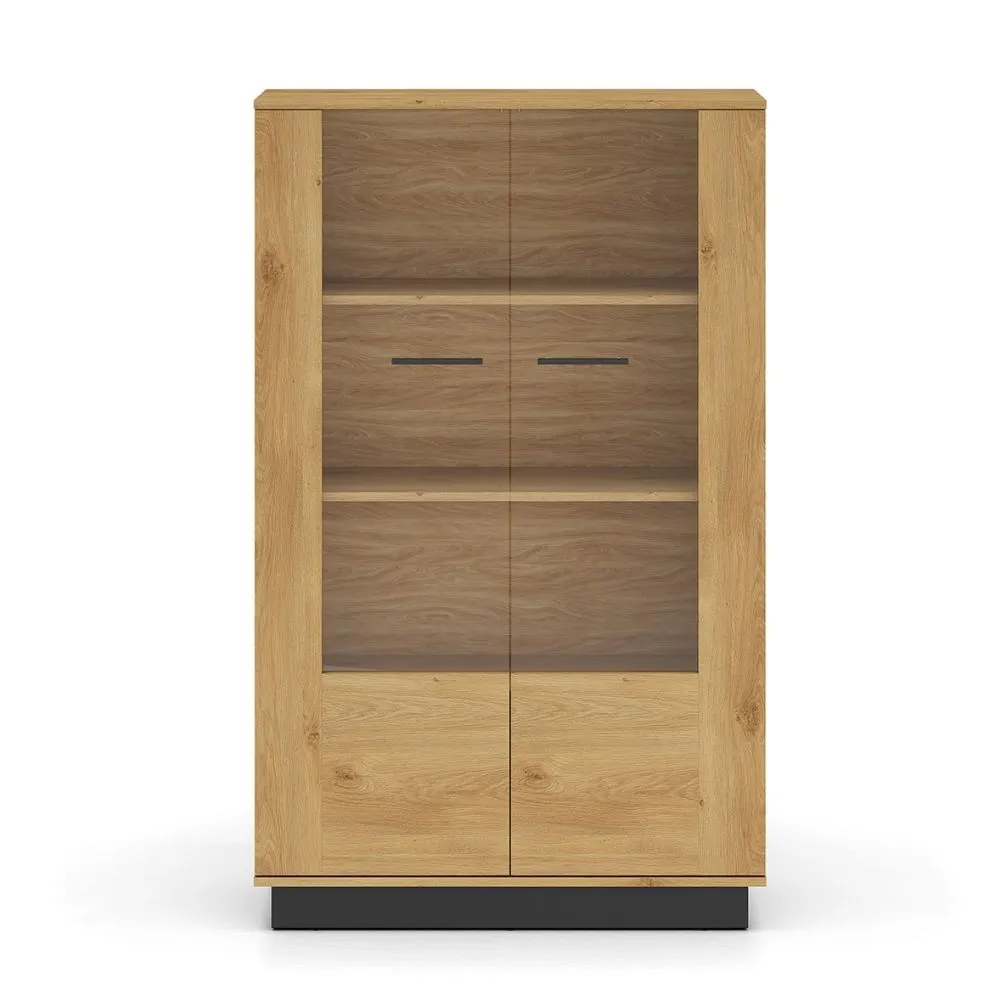 Witryna niska BRONX 2D 92cm dąb/czarna dwudrzwiowa I sklep meblowy MIRAT. styl SKANDYNAWSKI