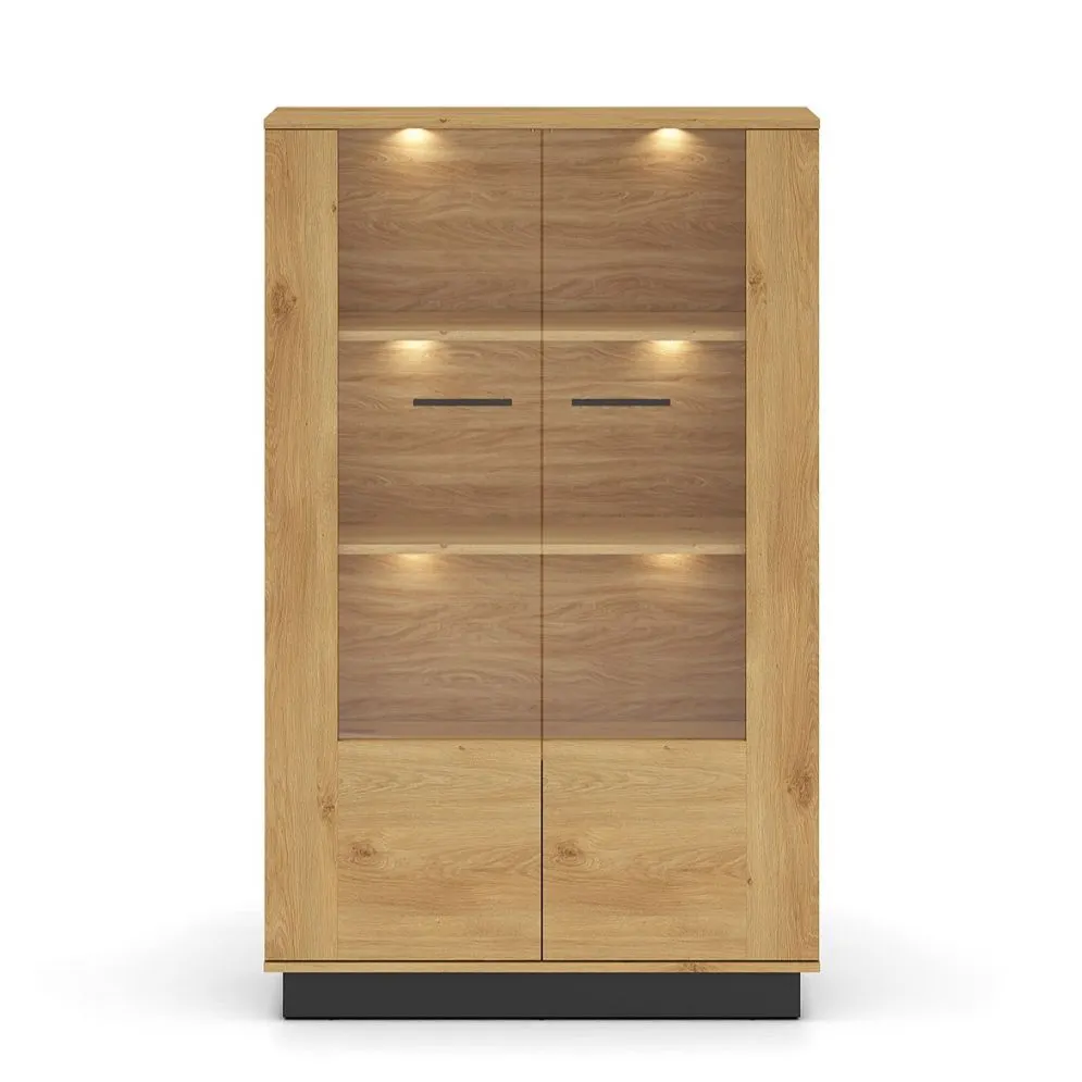 Witryna niska BRONX 2D 92cm dąb/czarna dwudrzwiowa I sklep meblowy MIRAT. styl SKANDYNAWSKI