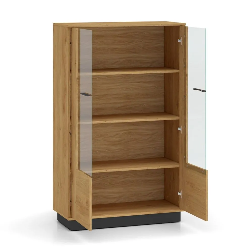 Witryna niska BRONX 2D 92cm dąb/czarna dwudrzwiowa I sklep meblowy MIRAT. styl SKANDYNAWSKI