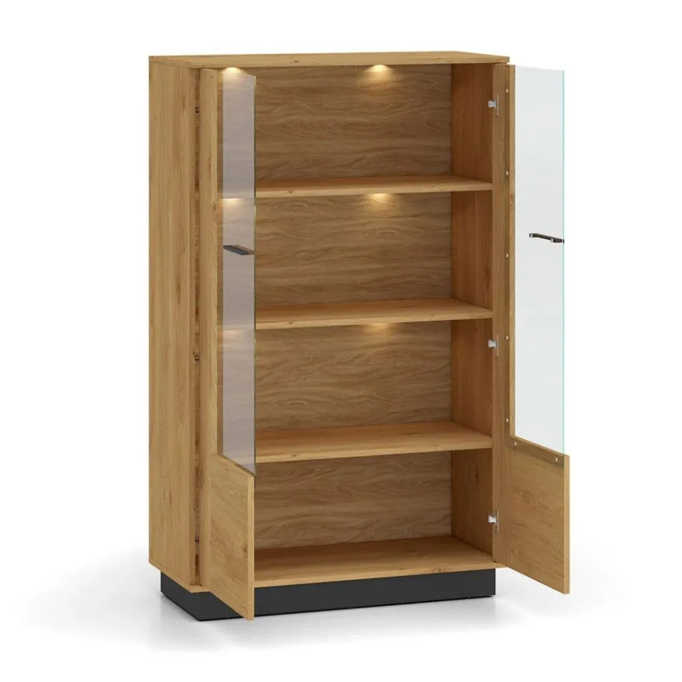 Witryna niska BRONX 2D 92cm dąb/czarna dwudrzwiowa I sklep meblowy MIRAT. styl SKANDYNAWSKI