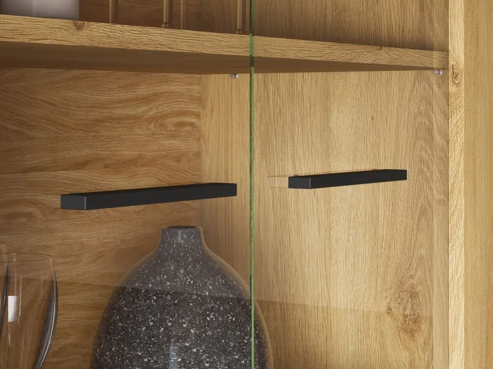 Witryna niska BRONX 2D 92cm dąb/czarna dwudrzwiowa I sklep meblowy MIRAT. styl SKANDYNAWSKI