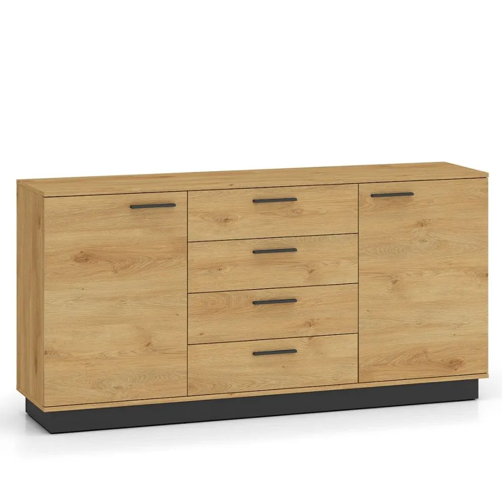 Komoda BRONX 2D4S 170cm dąb/czarna z szufladami I sklep meblowy MIRAT. styl SKANDYNAWSKI