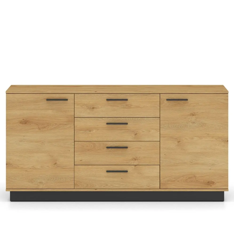 Komoda BRONX 2D4S 170cm dąb/czarna z szufladami I sklep meblowy MIRAT. styl SKANDYNAWSKI