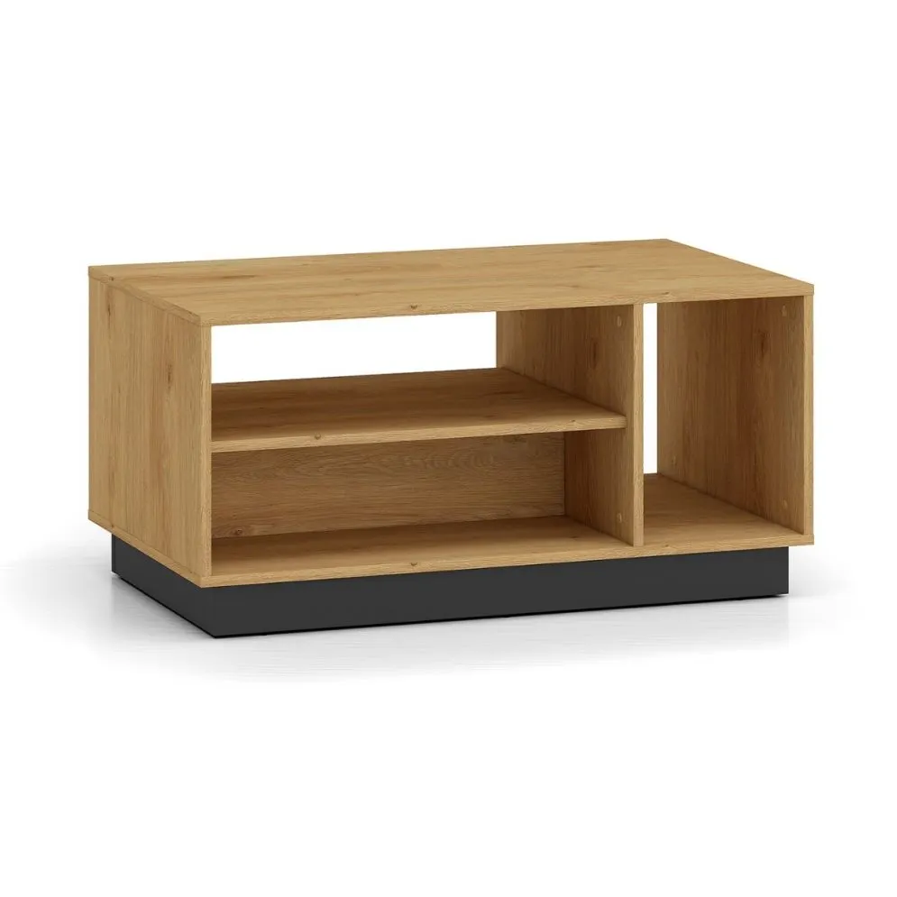 Stolik kawowy BRONX 90cm dąb/czarny z otwartymi półkami I sklep meblowy MIRAT. styl SKANDYNAWSKI kolekcja BRONX