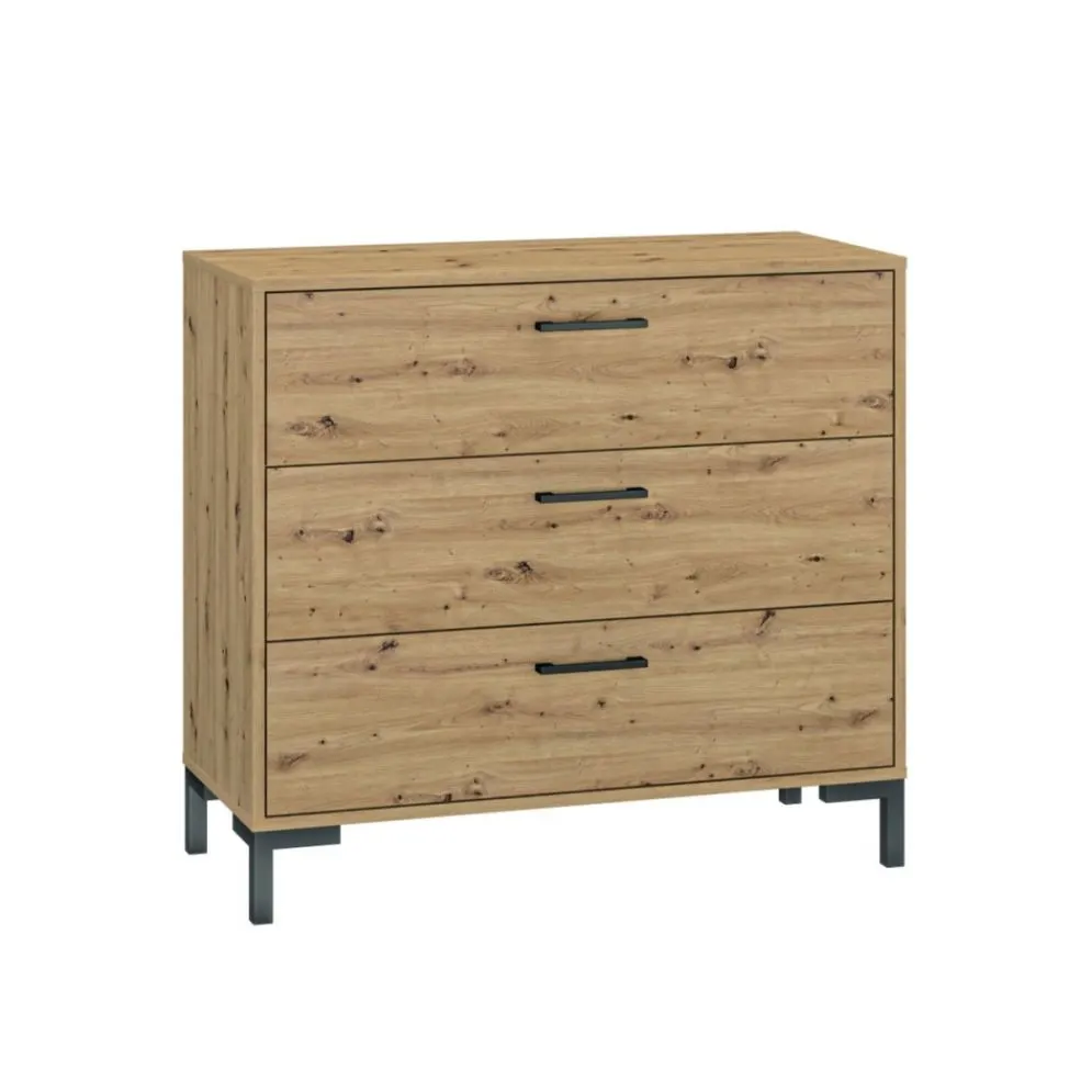Komoda NIKOLA 3S dąb artisan w stylu loft I sklep meblowy MIRAT. styl LOFT kolekcja NIKOLA