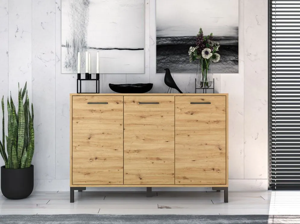 Komoda NIKOLA 3D dąb artisan do salonu I sklep meblowy MIRAT. styl LOFT kolekcja NIKOLA