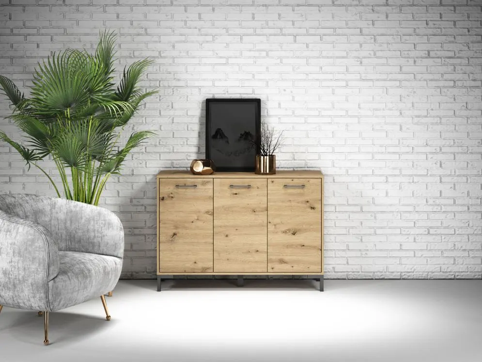 Komoda NIKOLA 3D dąb artisan do salonu I sklep meblowy MIRAT. styl LOFT kolekcja NIKOLA