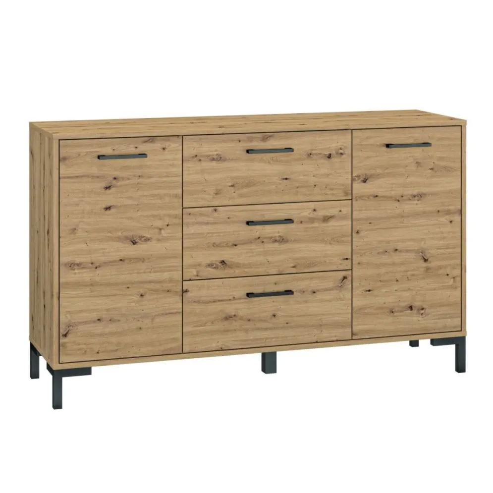 Komoda NIKOLA 2D3S dąb artisan do przedpokoju polskiej produkcji I sklep meblowy MIRAT. styl LOFT kolekcja NIKOLA