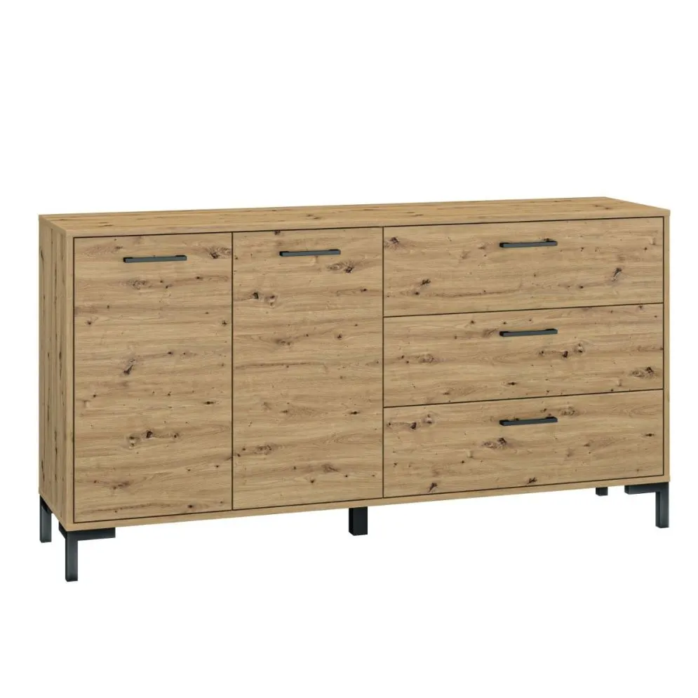 Komoda NIKOLA 3S2D dąb artisan z szufladami i szafką I sklep meblowy MIRAT. styl LOFT