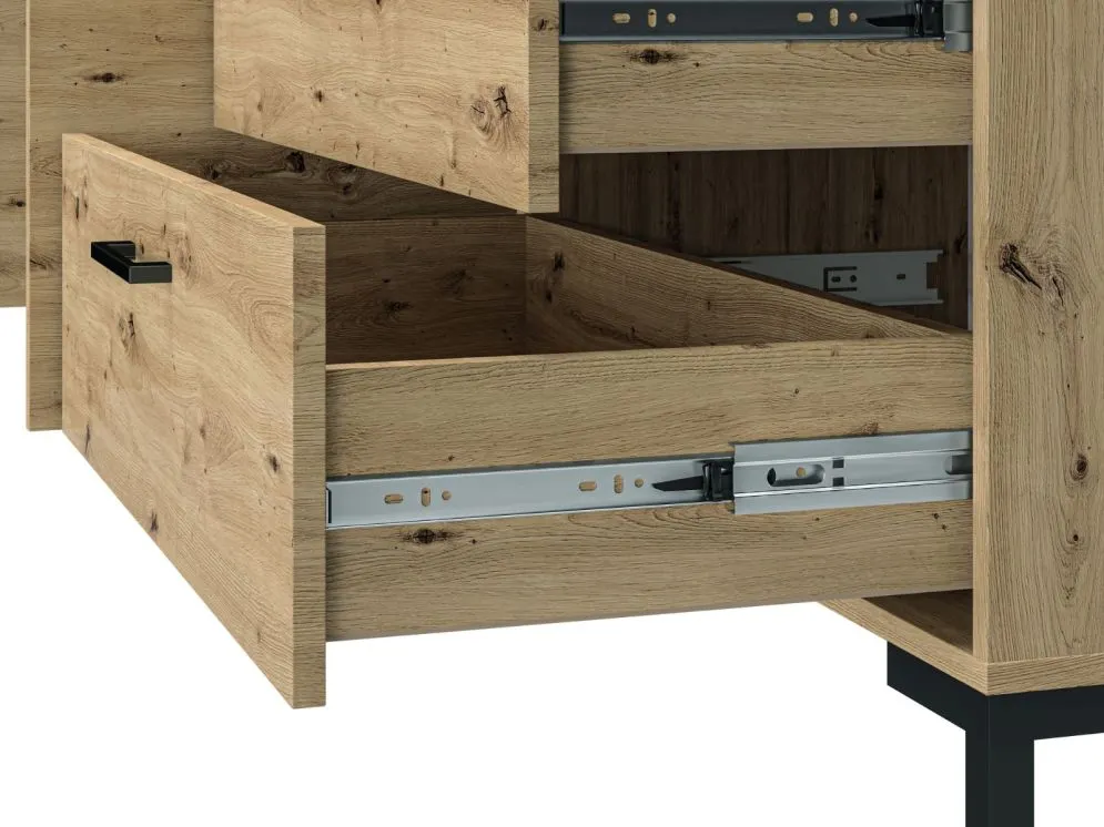 Komoda NIKOLA 3S2D dąb artisan z szufladami i szafką I sklep meblowy MIRAT. styl LOFT
