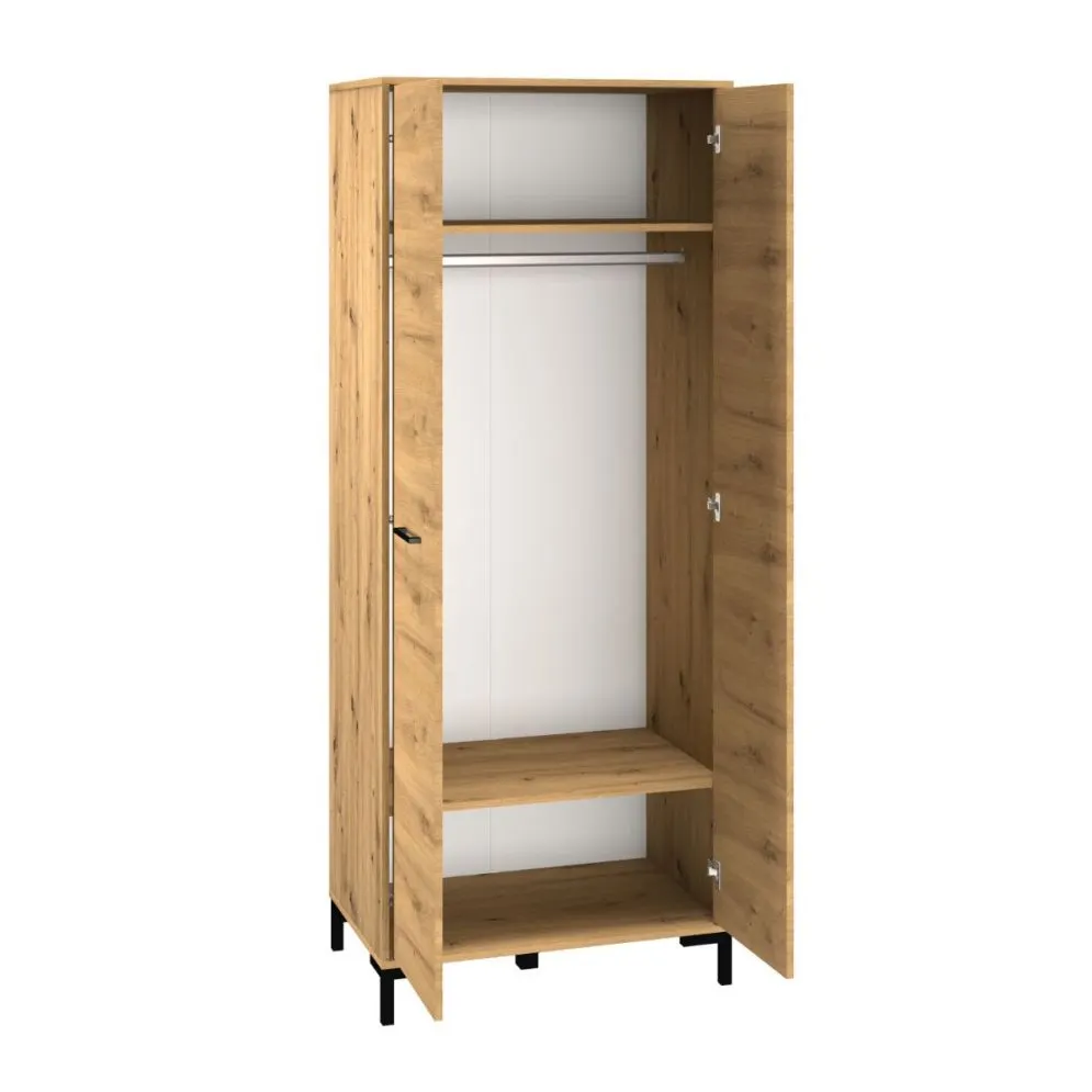 Szafa NIKOLA 2D dąb artisan dwudrzwiowa polskiej produkcji I sklep meblowy MIRAT. styl LOFT