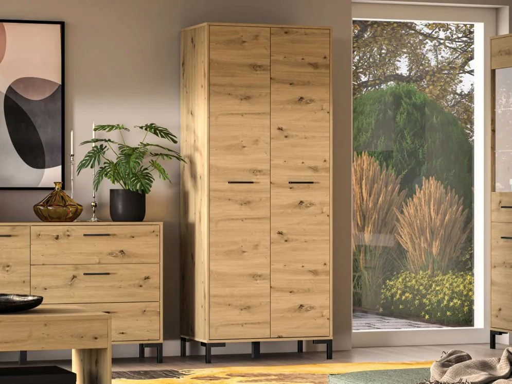 Szafa NIKOLA 2D dąb artisan dwudrzwiowa polskiej produkcji I sklep meblowy MIRAT. styl LOFT