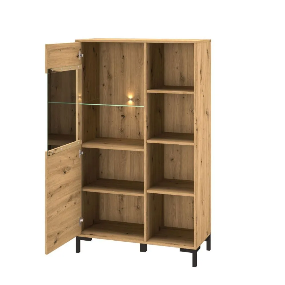 Witryna niska NIKOLA dąb artisan z otwartymi półkami I sklep meblowy MIRAT. styl LOFT kolekcja NIKOLA