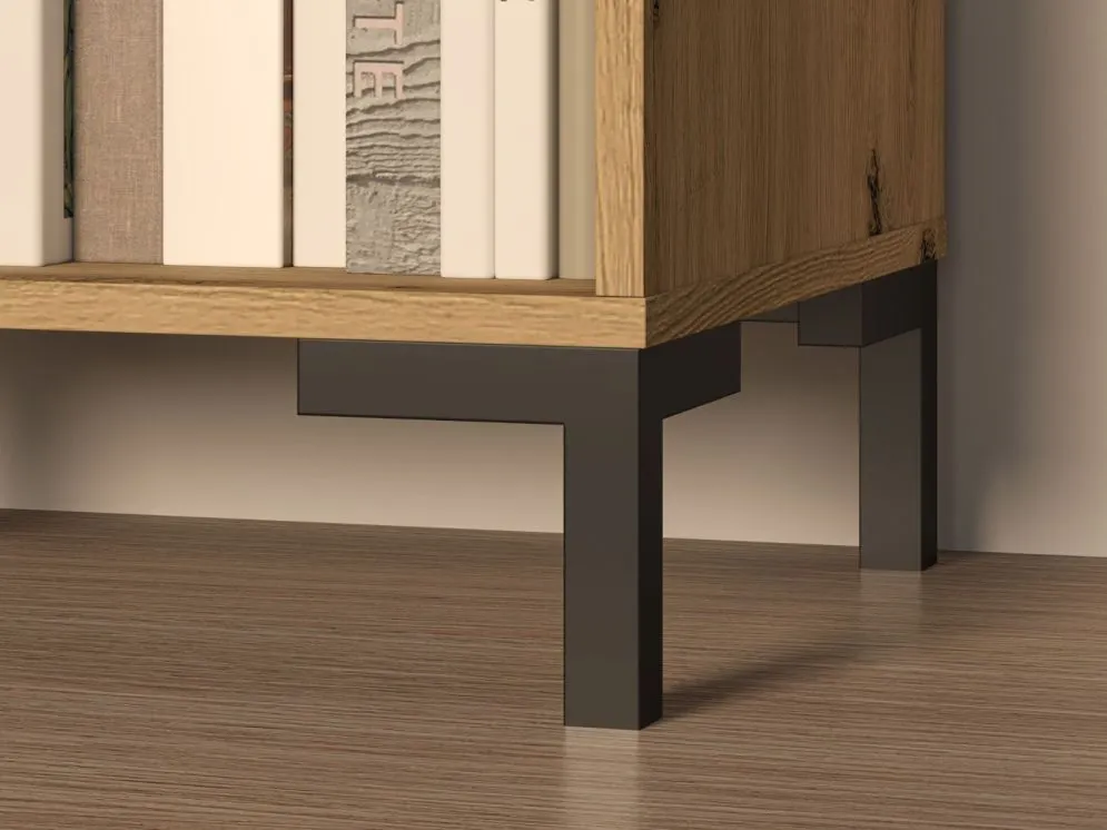 Witryna niska NIKOLA dąb artisan z otwartymi półkami I sklep meblowy MIRAT. styl LOFT kolekcja NIKOLA