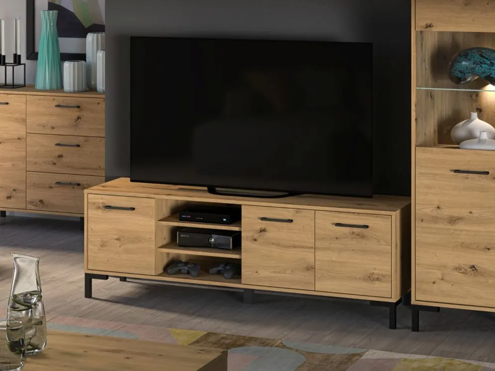 Szafka RTV NIKOLA dąb artisan w stylu loft I sklep meblowy MIRAT. styl LOFT