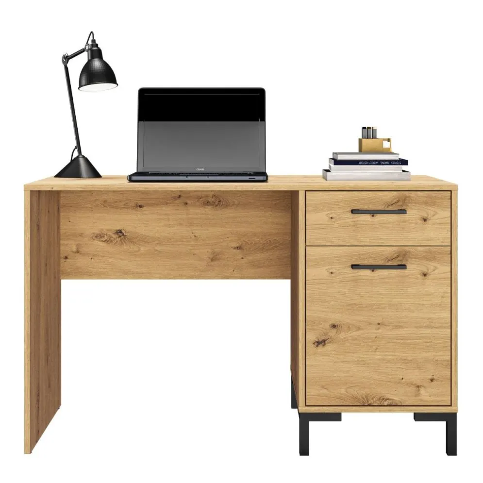 Biurko NIKOLA dąb artisan z szafką i szufladą I sklep meblowy MIRAT. styl LOFT kolekcja NIKOLA