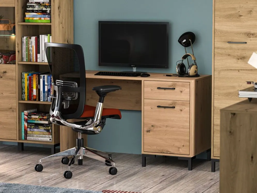 Biurko NIKOLA dąb artisan z szafką i szufladą I sklep meblowy MIRAT. styl LOFT kolekcja NIKOLA