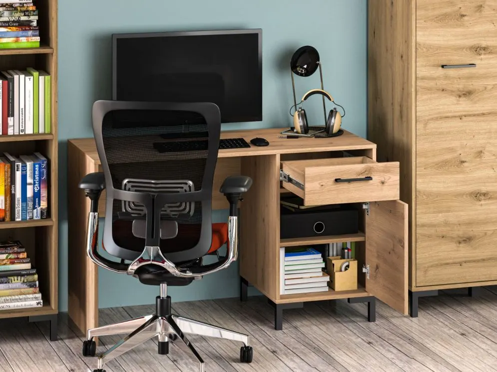 Biurko NIKOLA dąb artisan z szafką i szufladą I sklep meblowy MIRAT. styl LOFT kolekcja NIKOLA