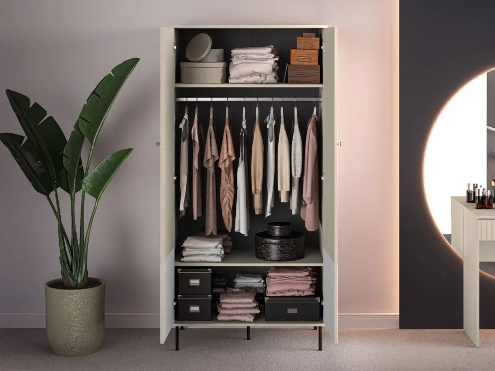 Szafa ELLEN kaszmir dwudrzwiowa z frezowanymi frontami I sklep meblowy MIRAT. styl GLAMOUR, RYFLOWANY