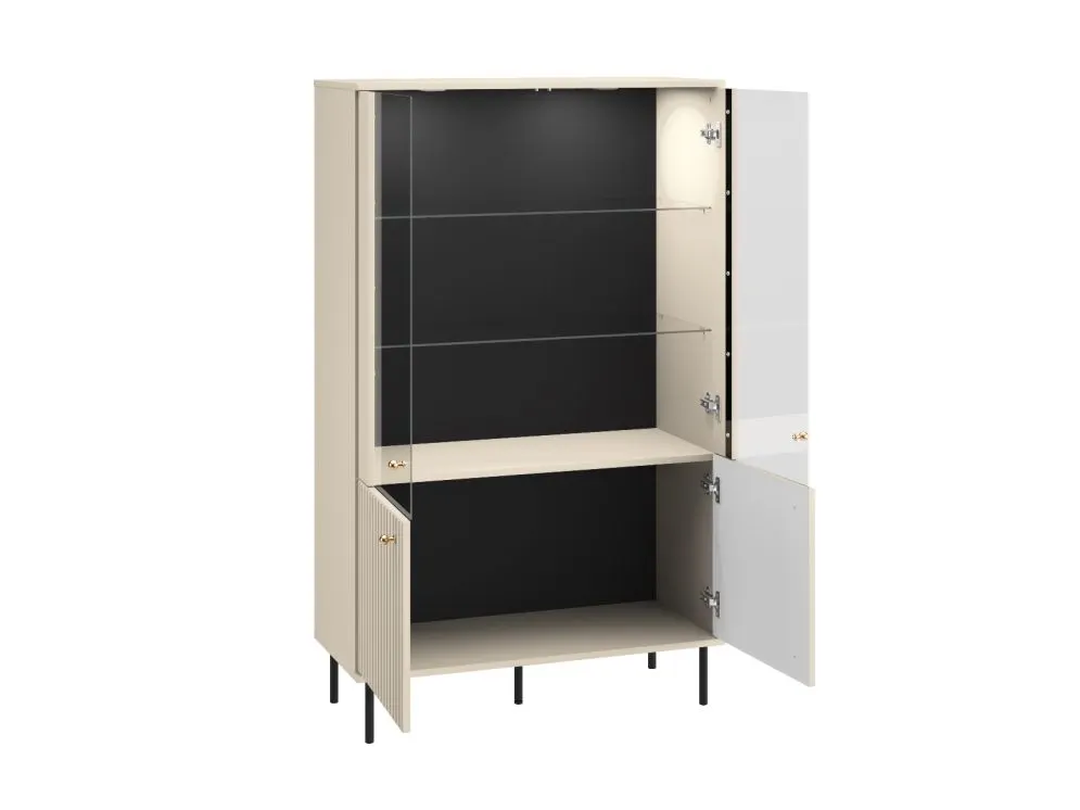 Witryna niska ELLEN kaszmir na metalowych nogach I sklep meblowy MIRAT. styl GLAMOUR, RYFLOWANY