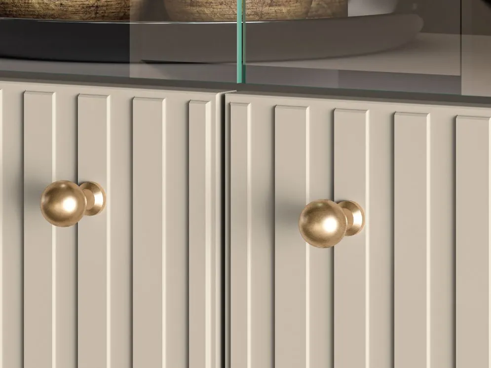 Witryna niska ELLEN kaszmir na metalowych nogach I sklep meblowy MIRAT. styl GLAMOUR, RYFLOWANY