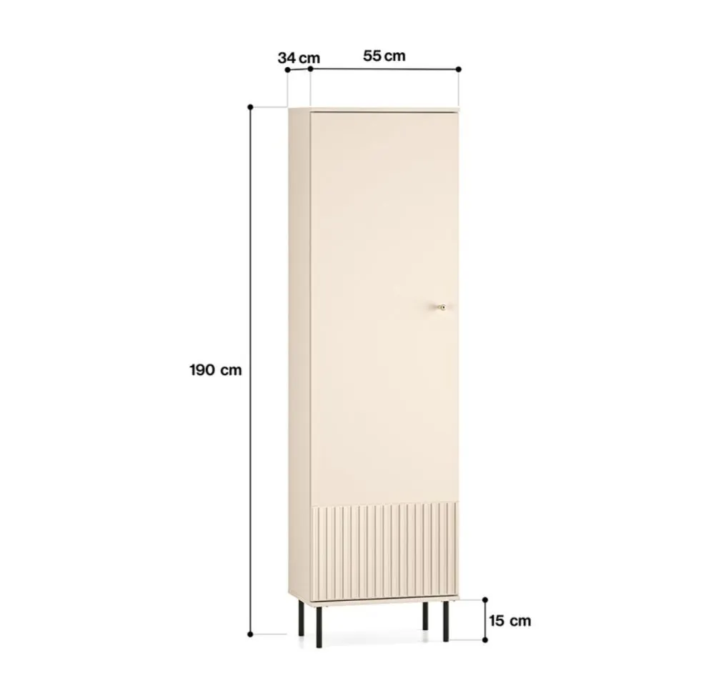 Szafa ELLEN 1D kaszmir w stylu glamour I sklep meblowy MIRAT. styl GLAMOUR, RYFLOWANY kolekcja ELLEN