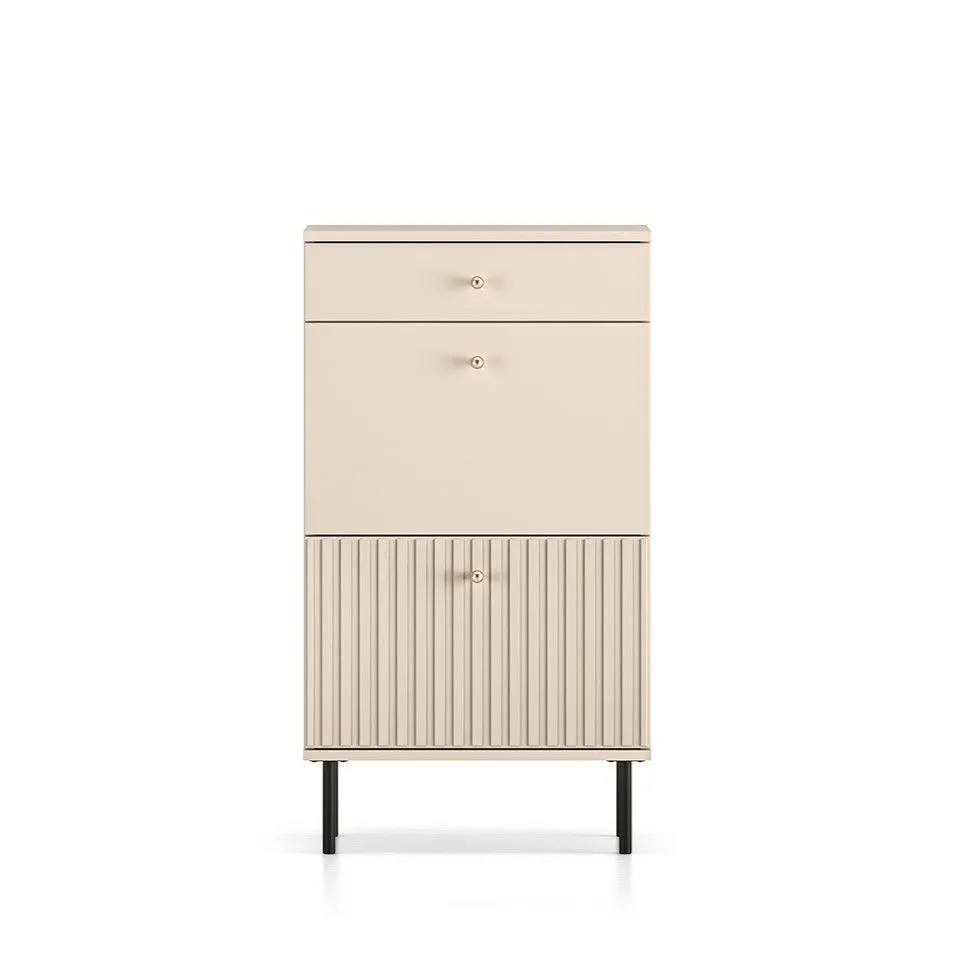 Szafka na buty ELLEN 1S2K kaszmir klapowa I sklep meblowy MIRAT. styl GLAMOUR, RYFLOWANY kolekcja ELLEN