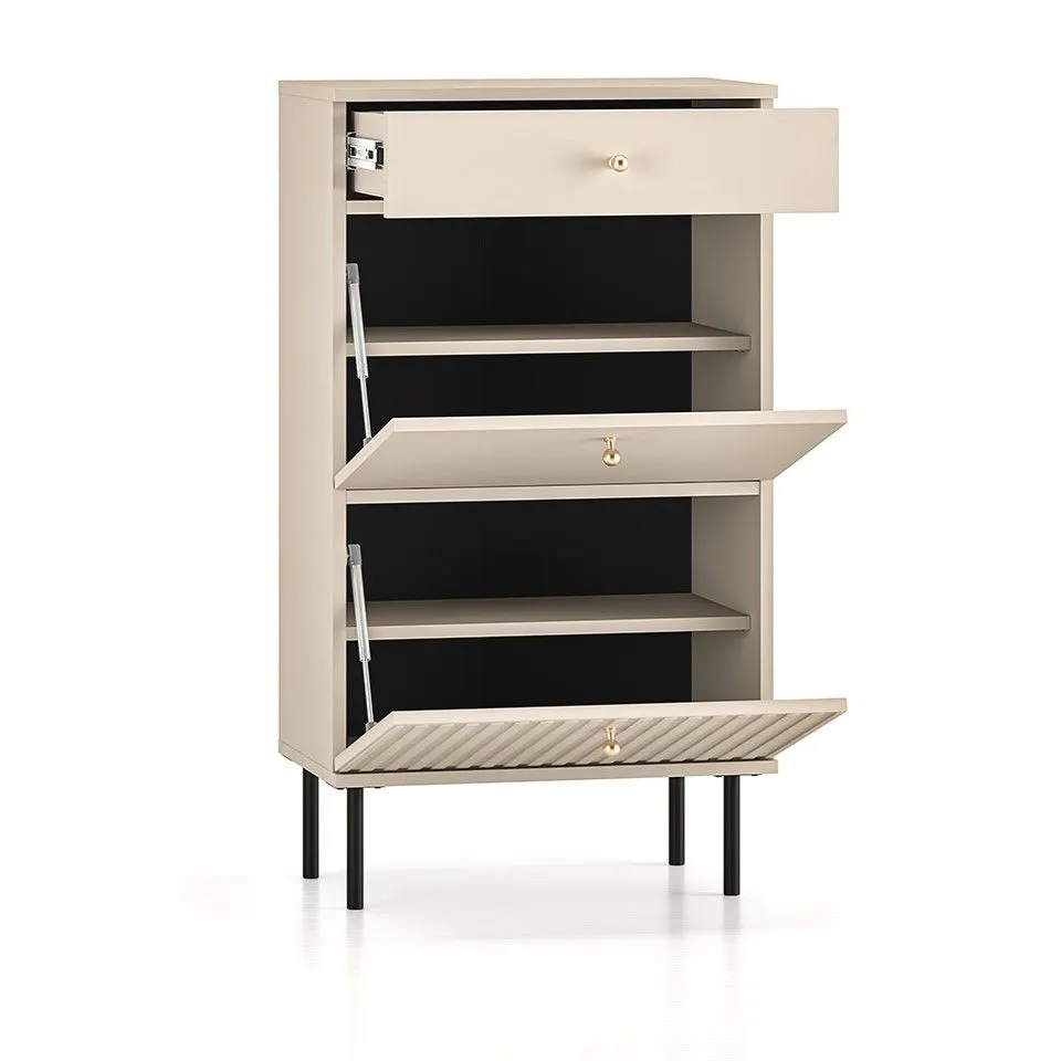 Szafka na buty ELLEN 1S2K kaszmir klapowa I sklep meblowy MIRAT. styl GLAMOUR, RYFLOWANY kolekcja ELLEN