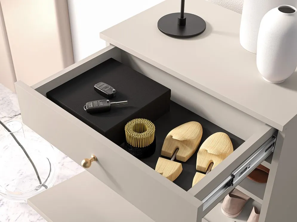 Szafka na buty ELLEN 1S2K kaszmir klapowa I sklep meblowy MIRAT. styl GLAMOUR, RYFLOWANY kolekcja ELLEN