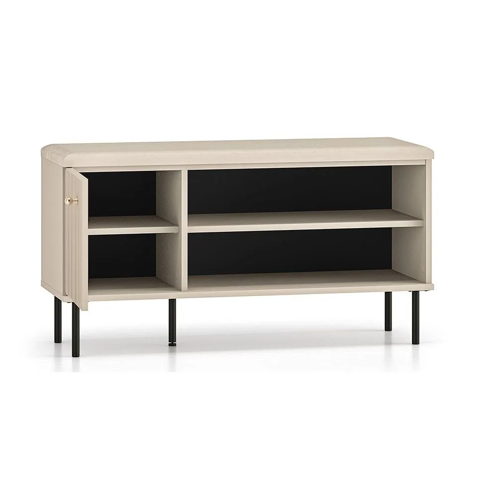 Szafka na buty z siedziskiem ELLEN 1D kaszmir nowoczesna I sklep meblowy MIRAT. styl GLAMOUR, RYFLOWANY kolekcja ELLEN