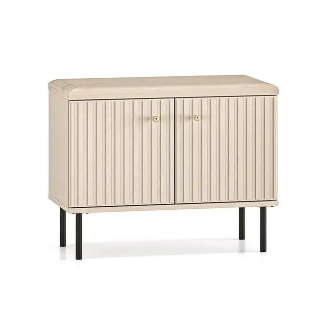 Szafka na buty z siedziskiem ELLEN 2D kaszmir nowoczesna I sklep meblowy MIRAT. styl GLAMOUR, RYFLOWANY kolekcja ELLEN