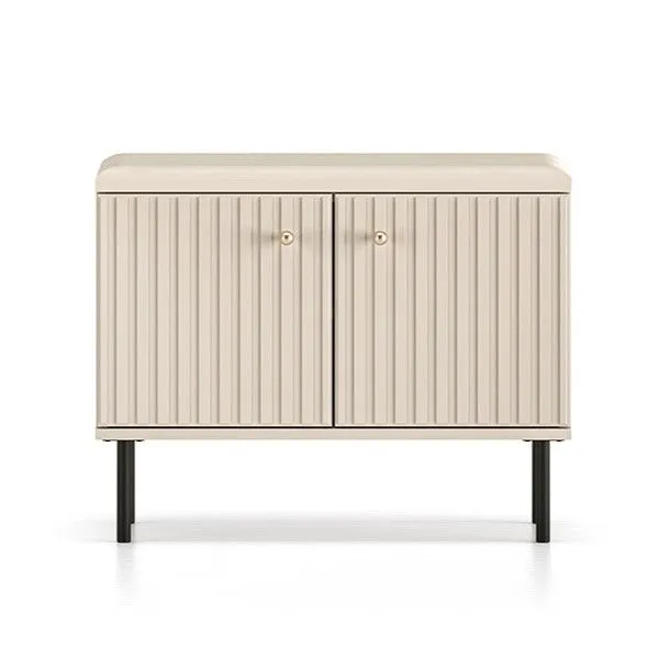 Szafka na buty z siedziskiem ELLEN 2D kaszmir nowoczesna I sklep meblowy MIRAT. styl GLAMOUR, RYFLOWANY kolekcja ELLEN