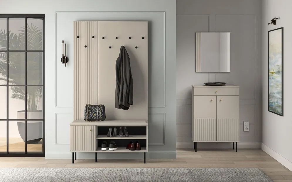 Wieszak do przedpokoju ELLEN 3U kaszmir w stylu nowoczesnym I sklep meblowy MIRAT. styl RYFLOWANY