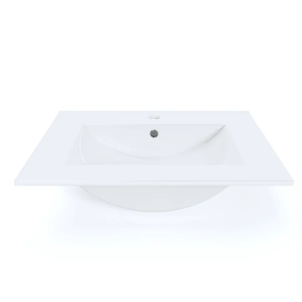 Umywalka wpuszczana PRATO 60cm biała ceramiczna z otworem na baterię I sklep meblowy MIRAT.