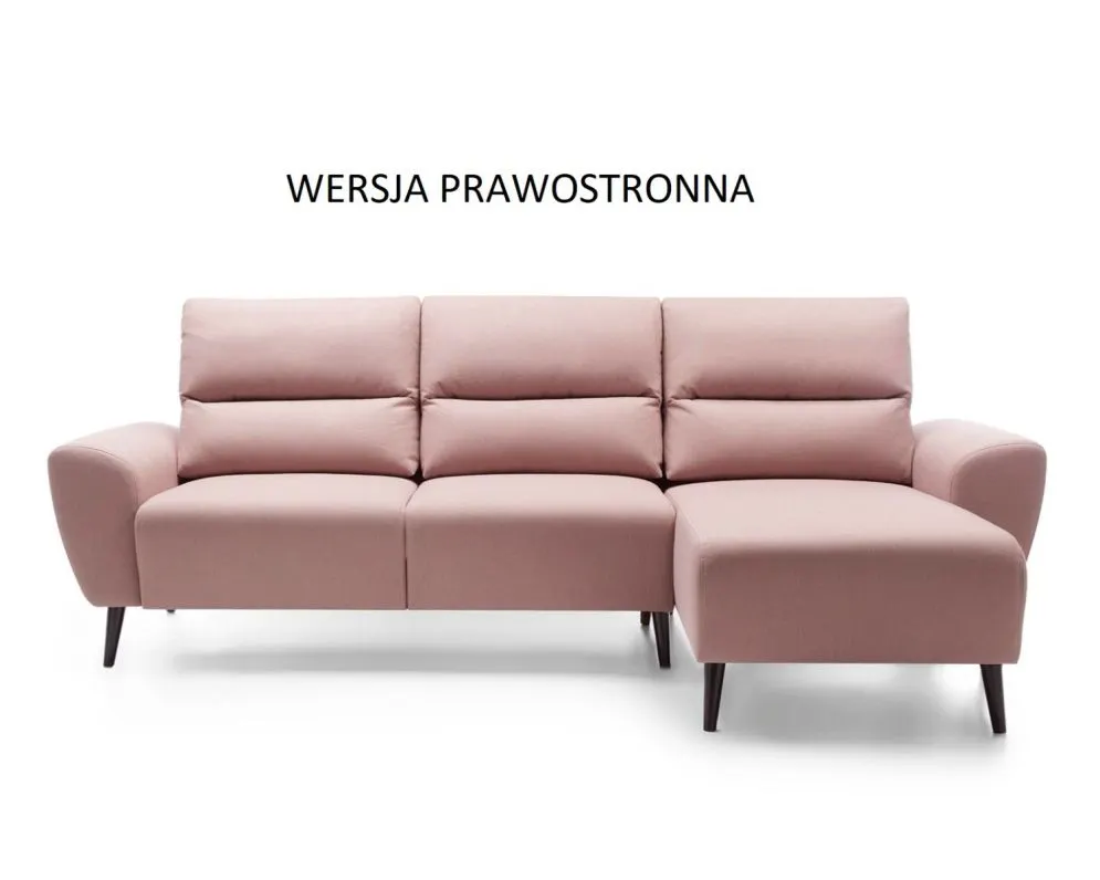 Narożnik z funkcją spania LAURA różowy prawy/lewy z pojemnikiem I sklep meblowy MIRAT. styl SKANDYNAWSKI