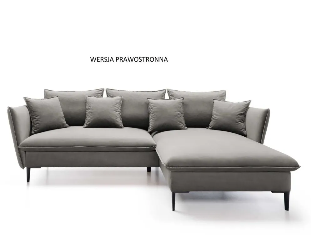 Narożnik z funkcją spania BOSS szary na metalowych nogach I sklep meblowy MIRAT.