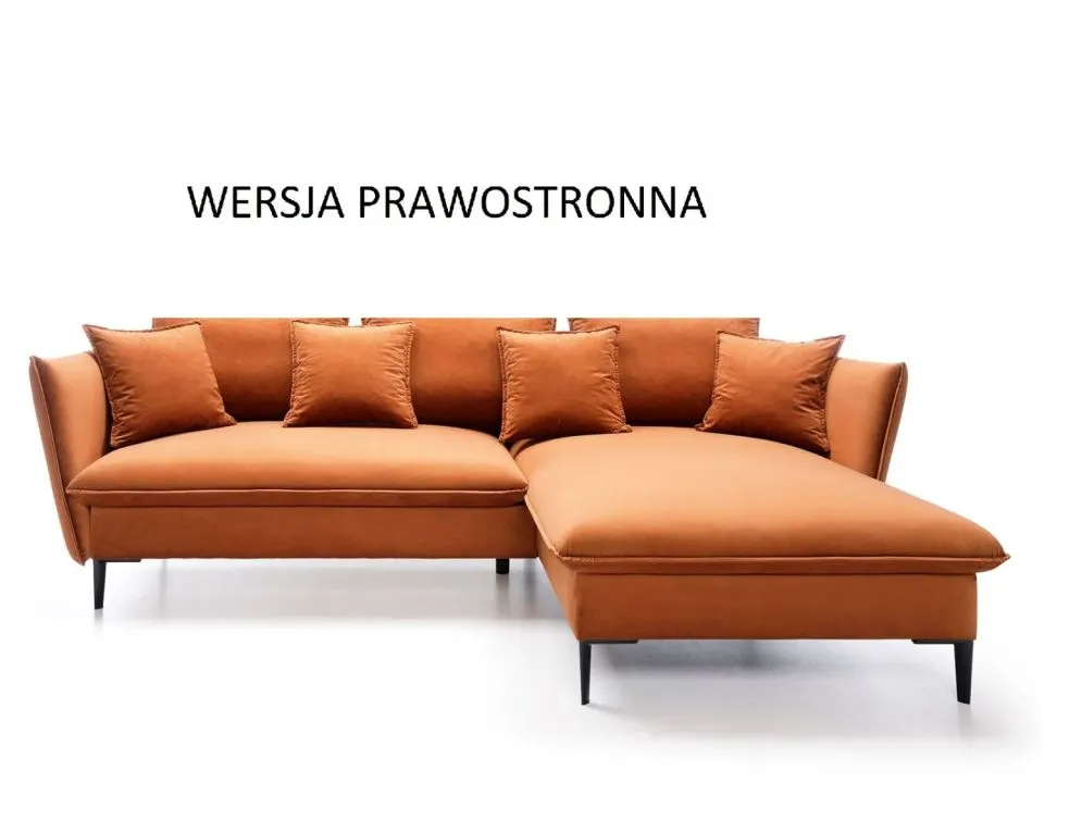 Narożnik z funkcją spania BOSS pomarańczowy z poduszkami I sklep meblowy MIRAT.