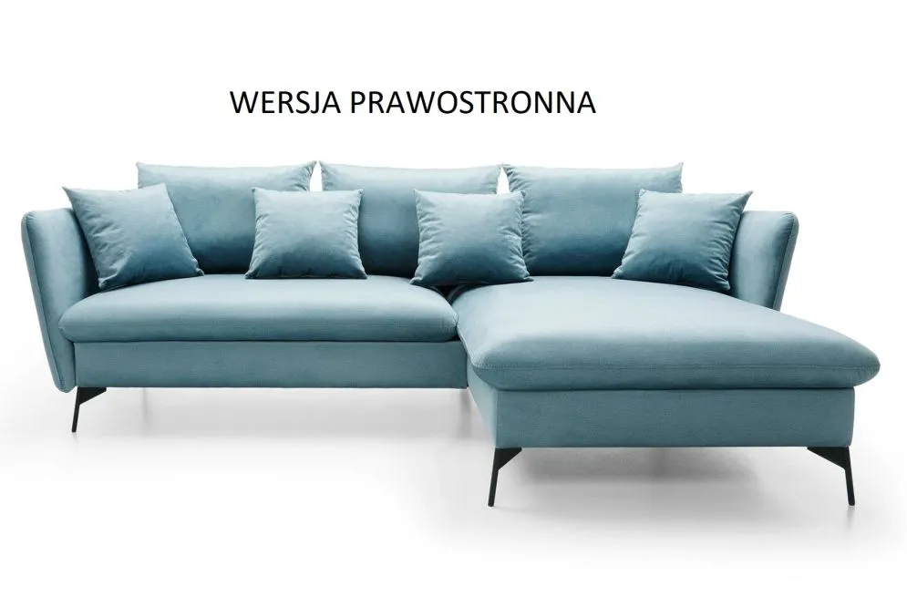 Narożnik z funkcją spania LINDA VELVET niebieski mały I sklep meblowy MIRAT.