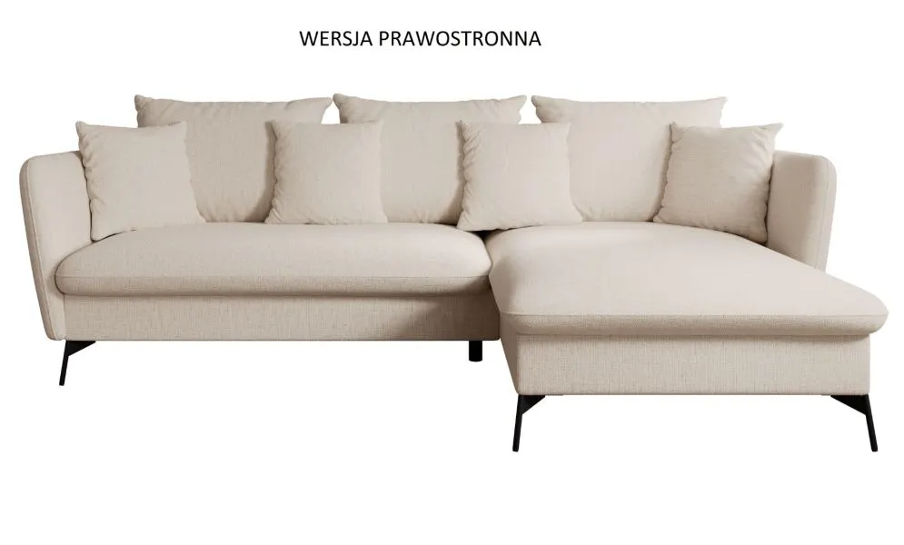 Narożnik z funkcją spania LINDA kremowy z poduszkami I sklep meblowy MIRAT.