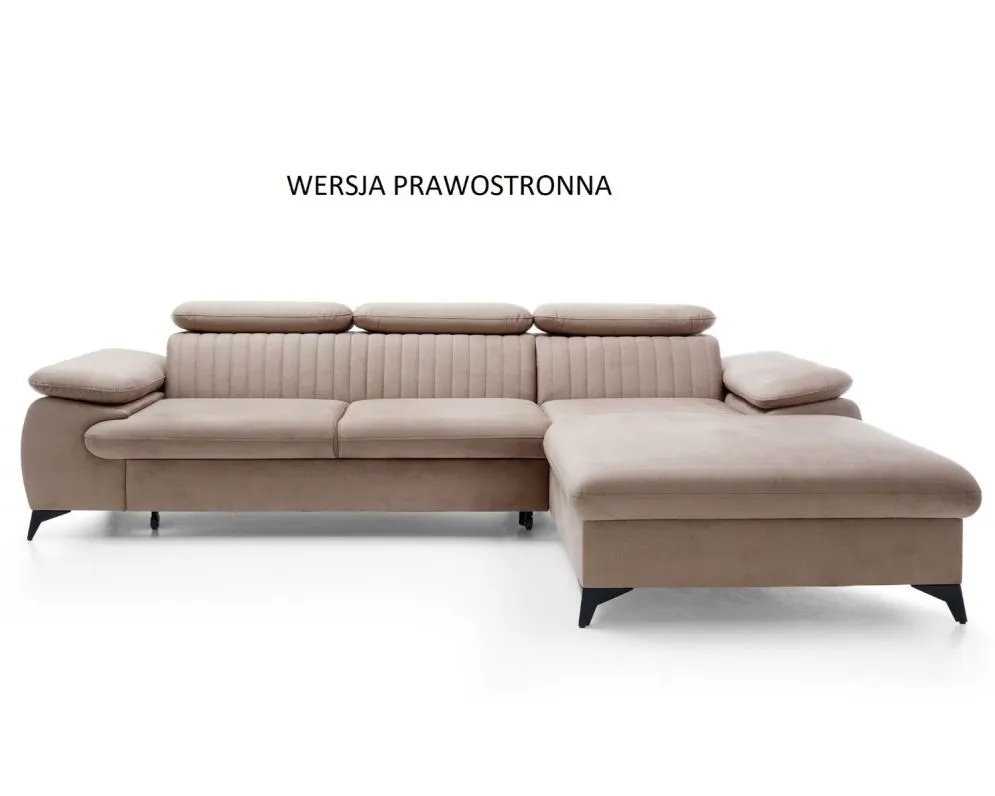 Narożnik z funkcją spania LORD cappuccino z zagłówkami I sklep meblowy MIRAT.