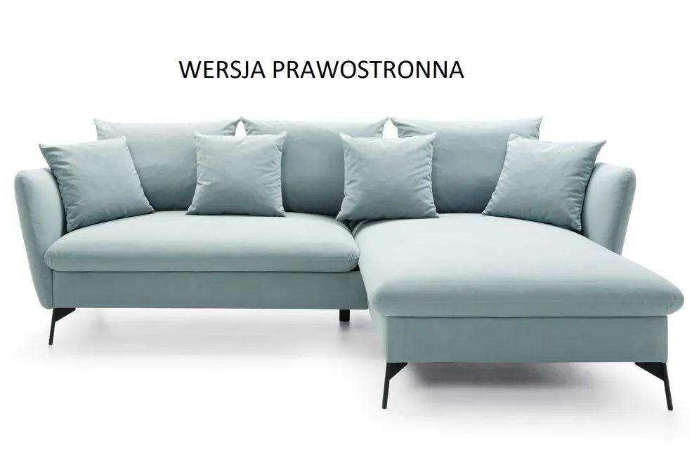 Narożnik z funkcją spania LINDA VELVET miętowy wygodny I sklep meblowy MIRAT.