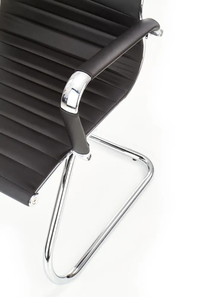 Fotel PRESTIGE SKID czarny z tapicerką z ekoskóry | MIRAT.