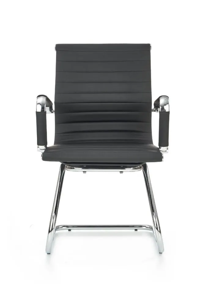 Fotel PRESTIGE SKID czarny z tapicerką z ekoskóry | MIRAT.
